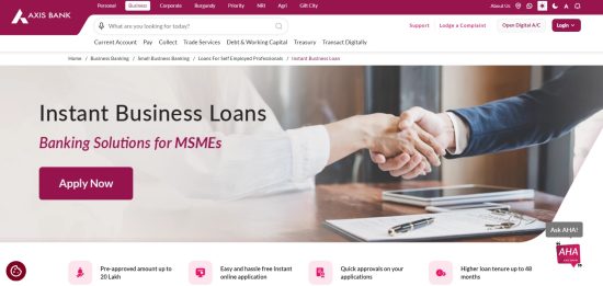 Axis Bank – 24x7 MSME Digital Loan