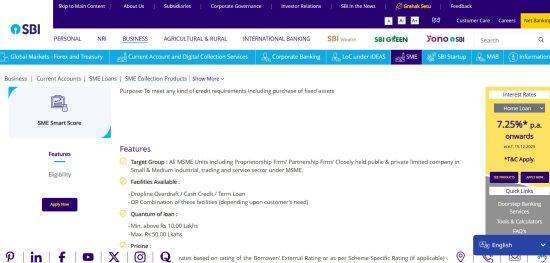 State Bank of India (SBI) – SME Smart Score